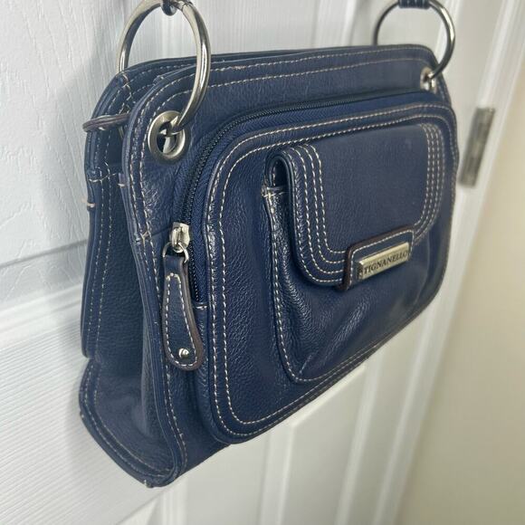 Tignanello Cross Body Bag Navy Genuine Leather - Picture 4 of 7